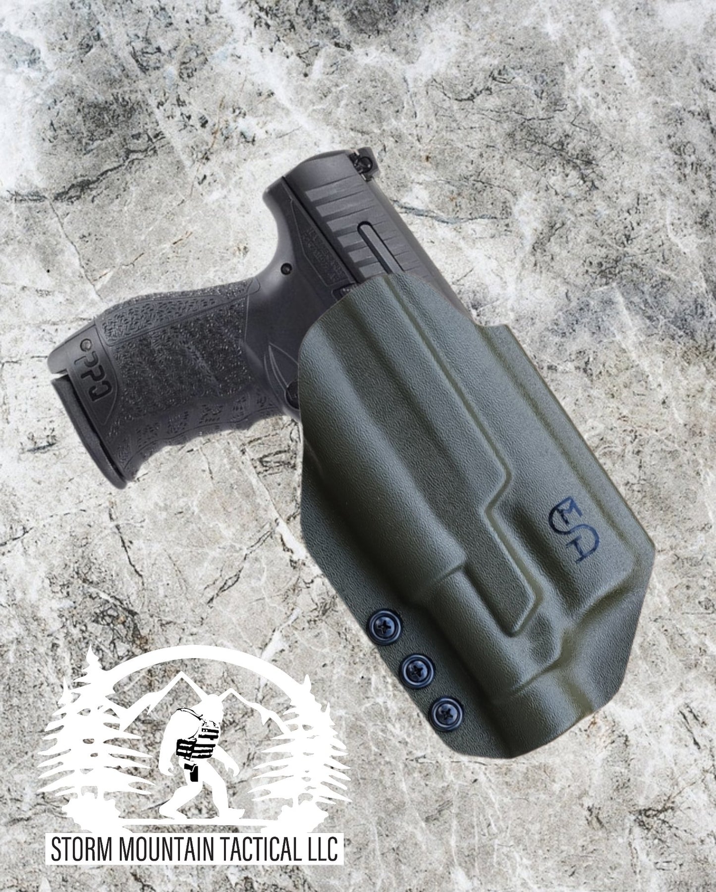 Custom Kydex OWB Walther holsters handmade in Loveland Colorado by Storm Mountain Tactical